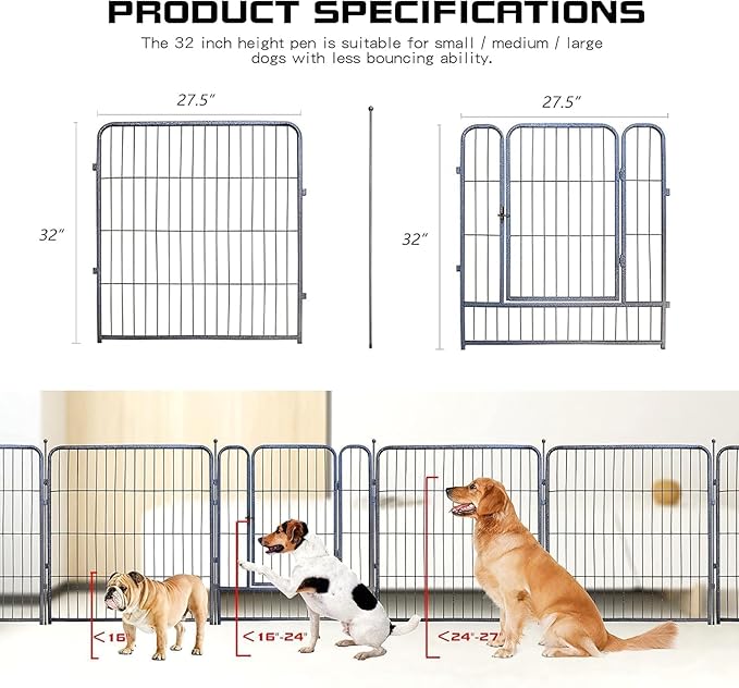 Dog Playpen, 32/40/45 Inch Height in Heavy Duty, Folding Indoor Outdoor - Image 2