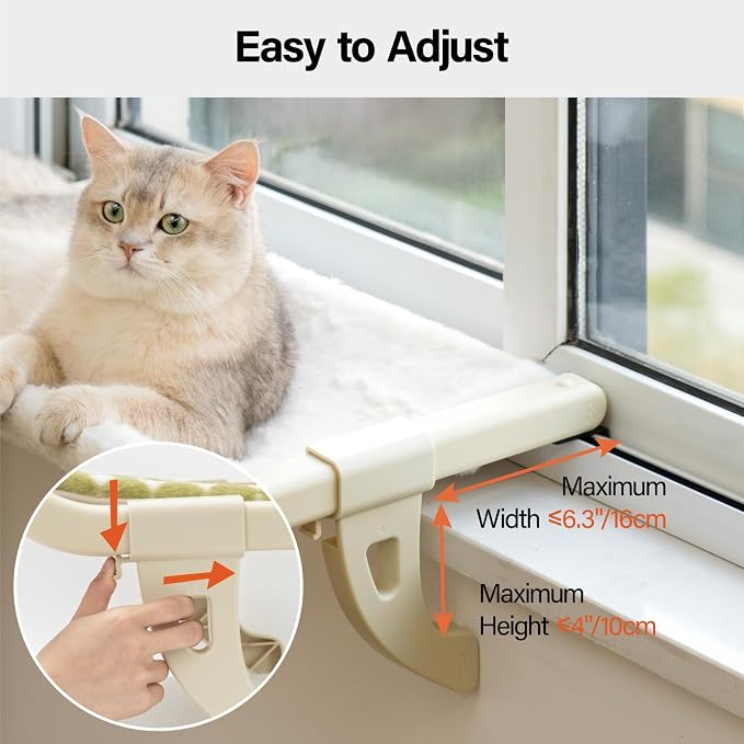 MEWOOFUN Window Sill Perch for Indoor Cats, One-Step Sliding Clamping Slot - Image 6