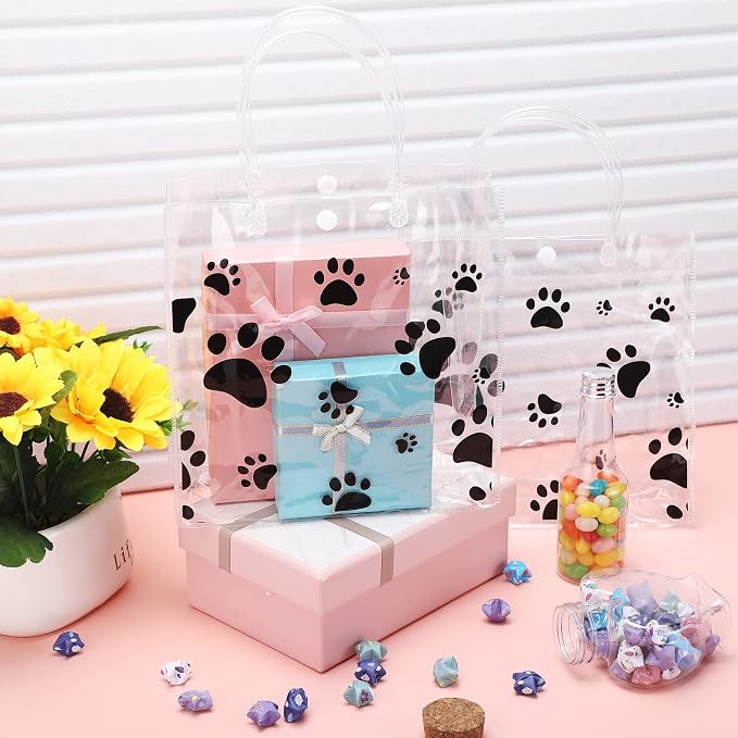 Teling 20 Packs Dog Paw Clear PVC Gift Bags - Image 4