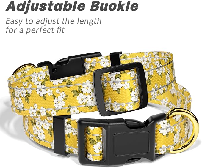 Reflective Dog Collar for Medium Dogs, Cute Flower Theme Adjustable Heavy-Duty - Image 6
