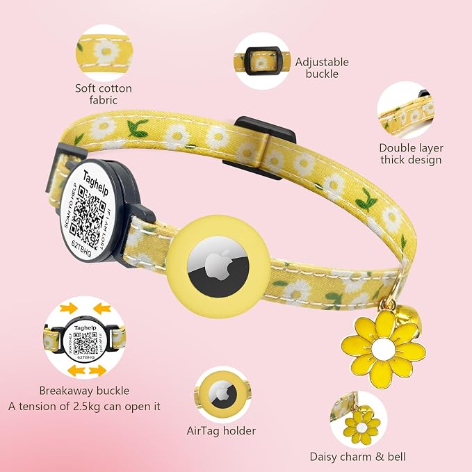 3-Pack, Double Protection Cat Collar: QR Code ID & Airtag Holder! Breakaway - Image 5