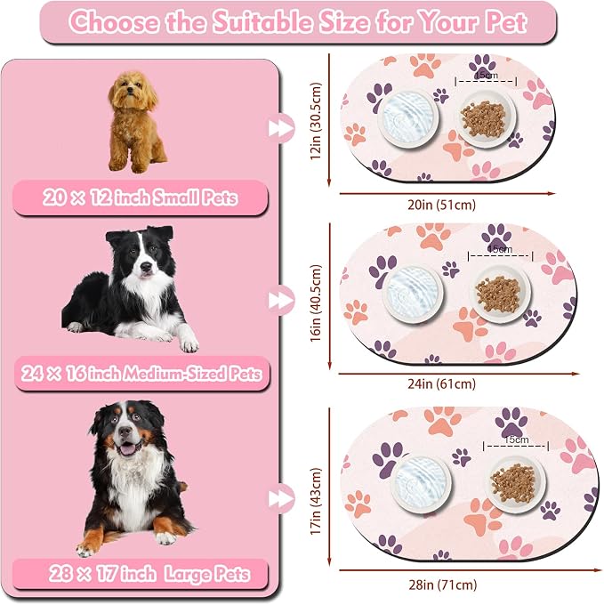 Large Pet Feeding Mat – 28''x17'' Absorbent Dog Mat - Image 4