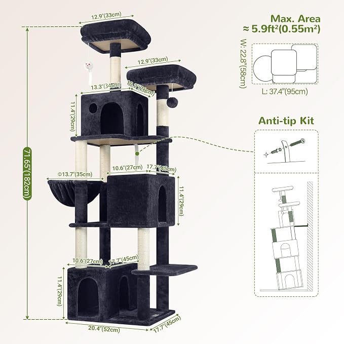 Globlazer Cat Tree Tall, 71 inches Cat Tower - Image 6