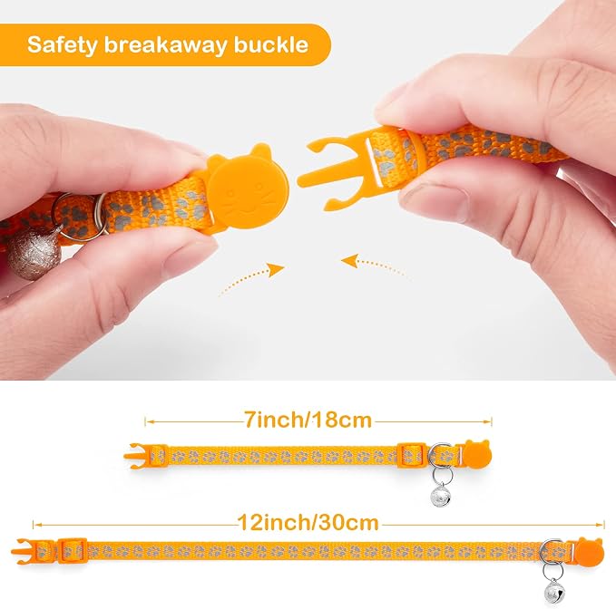 LLHK 2 Pack Breakaway Cat Collars & 2 Pcs Name Tags, Reflective Safety Kitten - Image 4
