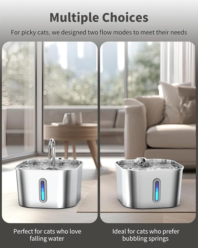 Cat Water Fountain Stainless Steel, 74oz/2.2L Automatic Cat Drinking Fountain - Image 7