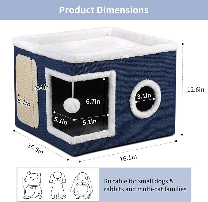 Shikha Cat Beds for Indoor Cats, Large Cat Cave - Image 2