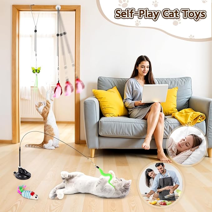 HONGDDY Cat Toys for Indoor Cats, Hanging Door Kitten Wand - Image 3