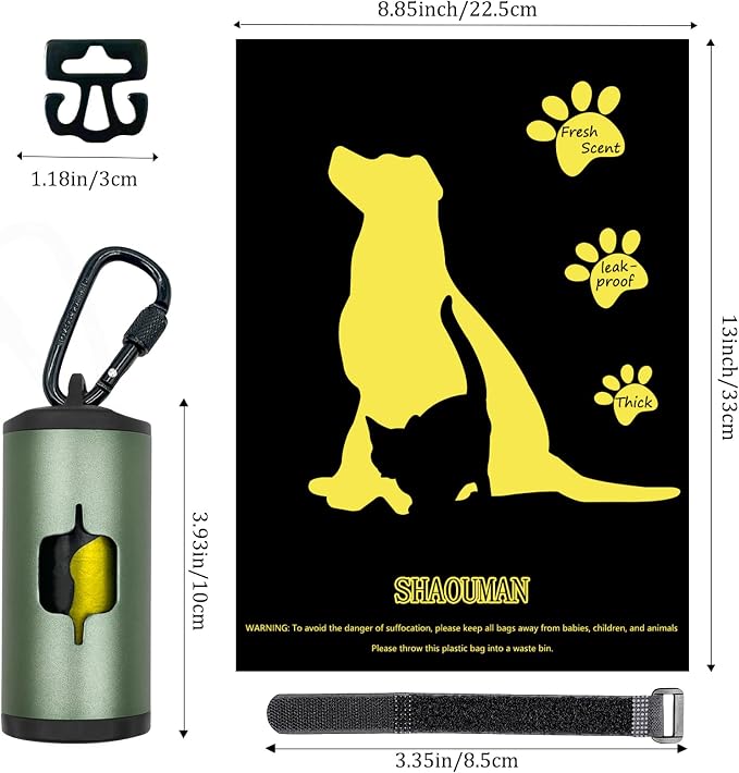 Metal Dog Poop Bag Holder 2-Pack w/Leash Clip|Durable Scratch-Resistant - Image 4