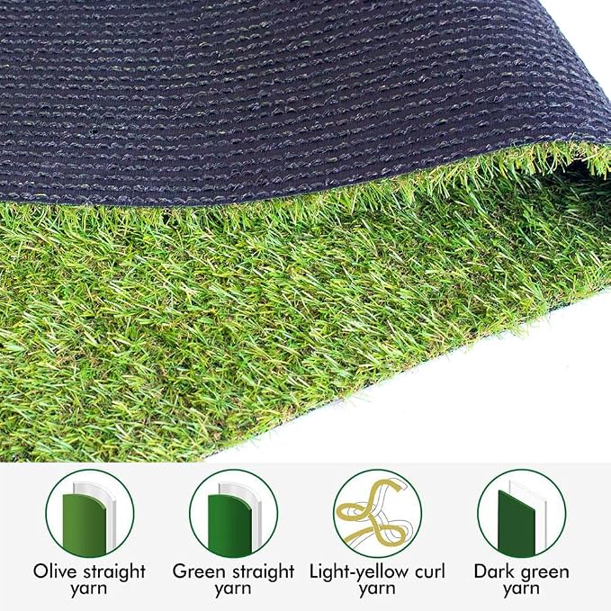Artificial Grass Outdoor Rug, 3FT x 5FT 0.8 inch Realistic Fake Synthetic Grass - Image 4