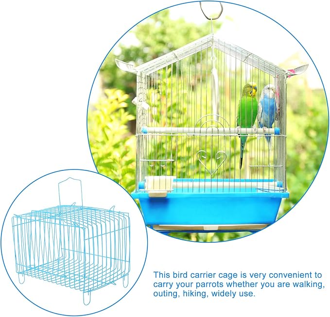 POPETPOP Travel Carrier for Birds, Iron Bird Travel Carrier Cage, Portable - Image 5
