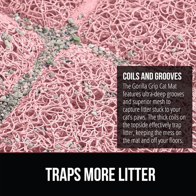 GORILLA GRIP Cat Litter Box Mat, Water Resistant, US Designed Kitty Litter - Image 3