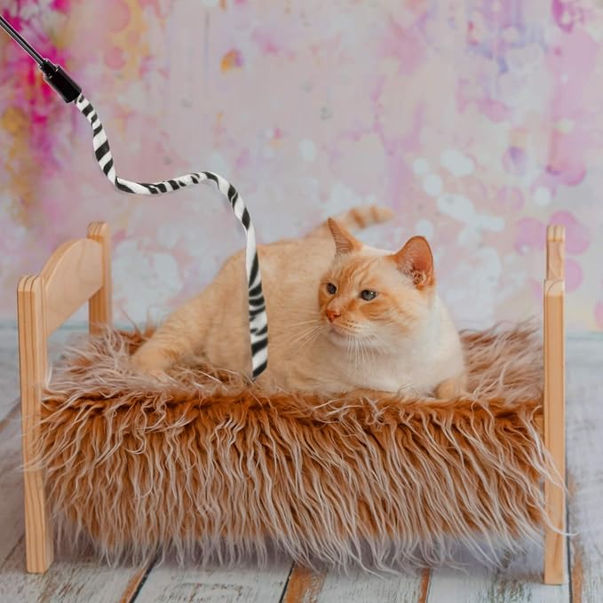 Sumind 3 Pieces Jungle Cat Wand Cat Teaser Charmer Interactive Fun Toys Wand - Image 6