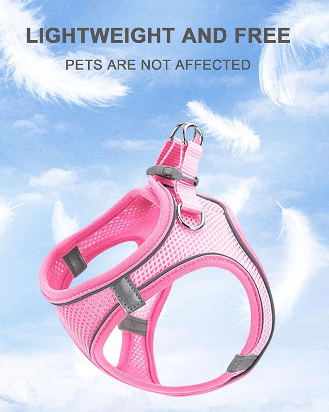 S Red Soft Mesh Dog Harness and Leash Set, No Escape Puppy Harnesses - Image 2