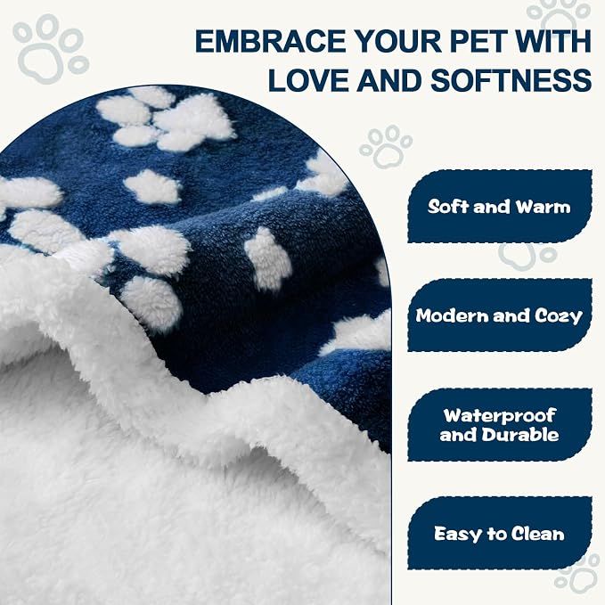 Waterproof Blanket for Dog Puppy Cat, Cute 3D Textured Paw Dog Blanket for Bed - Image 3