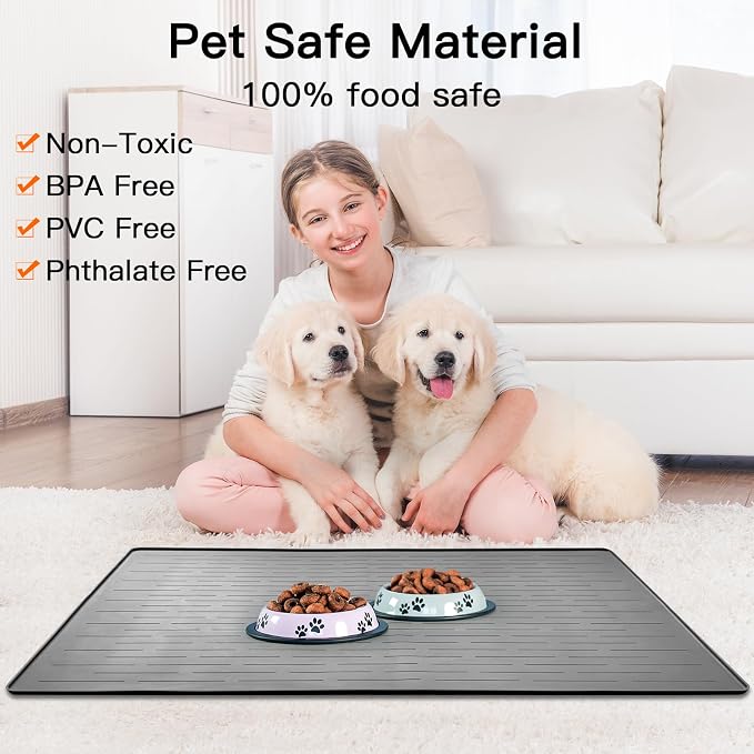 39.4"x29.5" Large Pet Food Mat, Silicone Dog Mats - Image 7