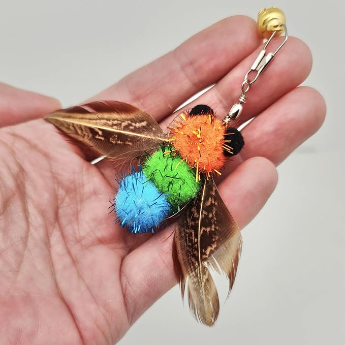 6 PCS Insect Bees, Feather Cat Toys, Kitty Wand Toy Refill, Cat Toy Wand - Image 5