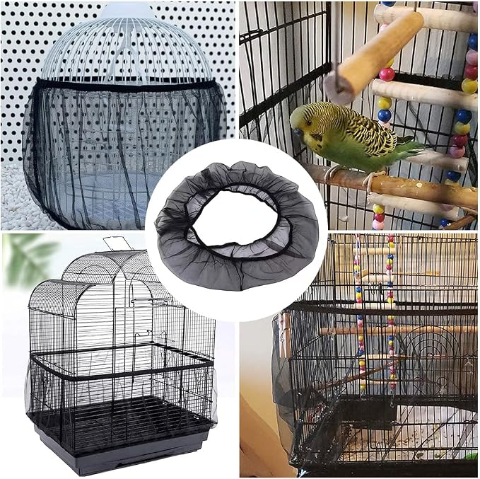 Universal Bird Cage Seed Catcher, Elasticity Airy Gauze Guard Net Cover - Image 5