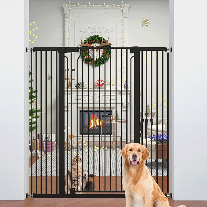 51" Extra Tall Cat Gate for Doorway Auto Close Encrypted Cat Gate 28.5"-48.7" by PamperYourPet