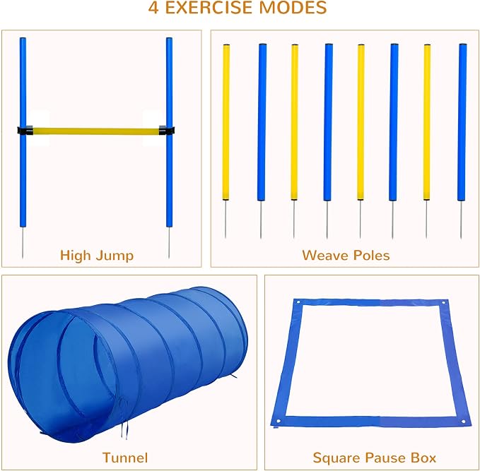 PawHut 4PC Obstacle Dog Agility Training Course Kit Backyard Competitive - Image 4