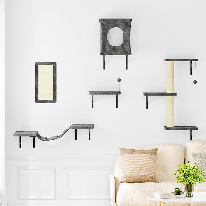 NUNU LAB Cat Wall Shelves Set, Bridge Ladder, Scratching Post, Indoor Cat - Image 6