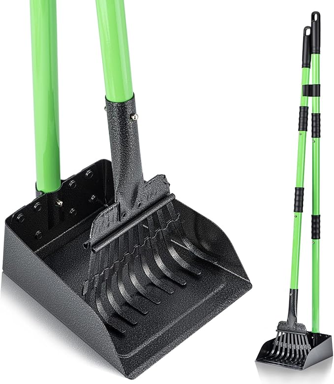 MXF Pooper Scooper, Dog Pooper Scooper Long Handle Stainless Metal Tray and by MXF