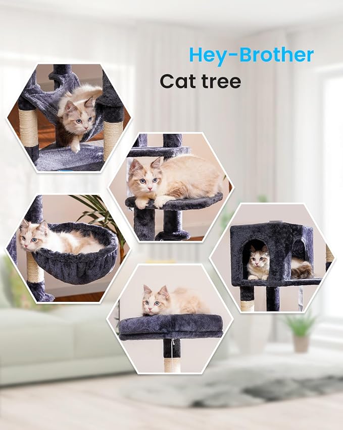 Hey-brother Cat Tree with Large Hammock, Cat Condo with Sisal-Covered - Image 4