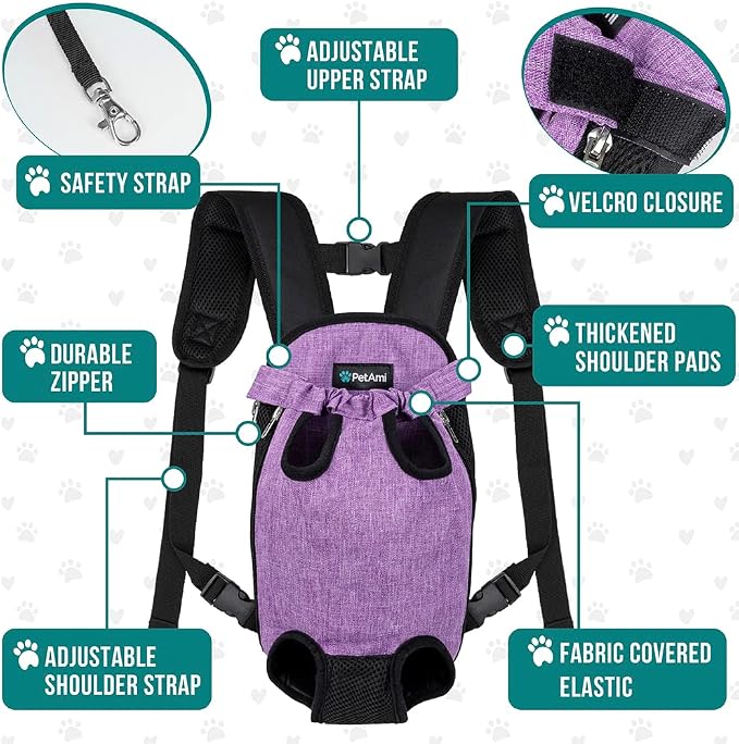 PetAmi Dog Carrier Backpack, Adjustable Pet Cat Front Carrier Backpack - Image 4