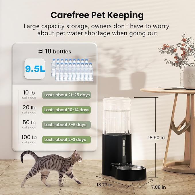 CZPET 2.5 Gallon Dog Water Bowl Dispenser, Automatic Dog and Cat Water Dispenser - Image 3