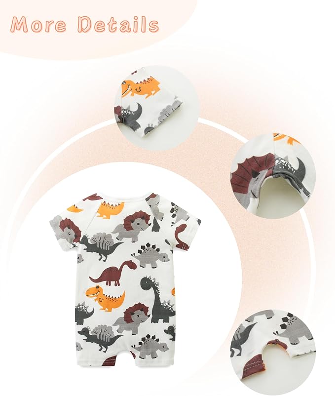 Unisex Summer Trendy 2-Pack Rompers Short Sleeve Zipped Bodysuit Infant Cotton - Image 6