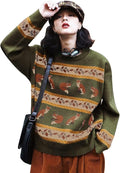 YESNO Women Christmas Sweater Graphic Printed Oversized Pullover Sweaters by YESNO