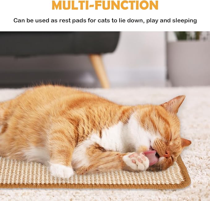 Cat Scratcher Mat, 19.68 x 9.84 Inch Sisal Cat Scratching Pad Rug - Image 5