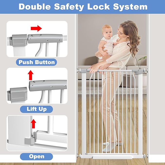 40.5"-54.7" Baby Gates for Doorways, 40.5" Tall Dog Gate Indoor, Walk Through - Image 3
