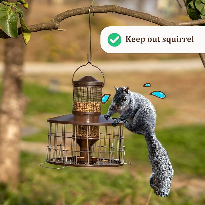 Upgraded Squirrel Proof Bird Feeders, 3Lbs Capacity Caged Bird Feeder, - Image 6