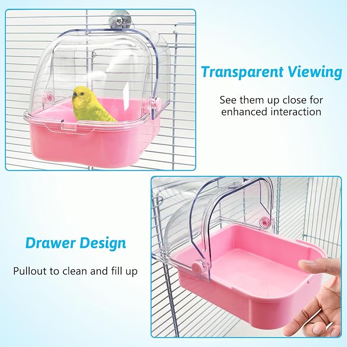 Tfwadmx Bird Cage Bath Hanging Parrot Bath Tub Water Shower Food Feeder Holder - Image 2