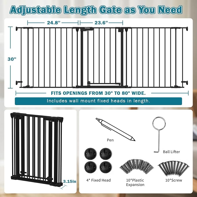 Mumeasy 80" Extra Wide Baby Gate - Image 2