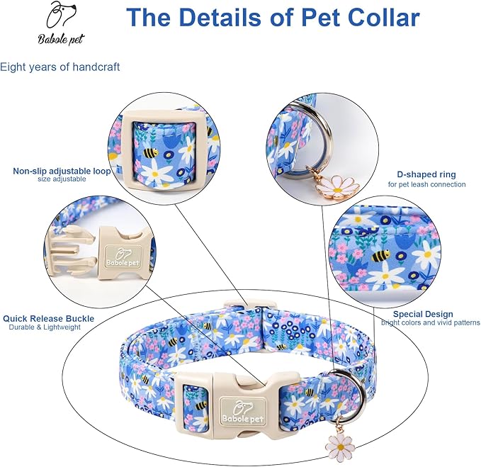 Floral Dog Collar for Medium Dogs - Image 3