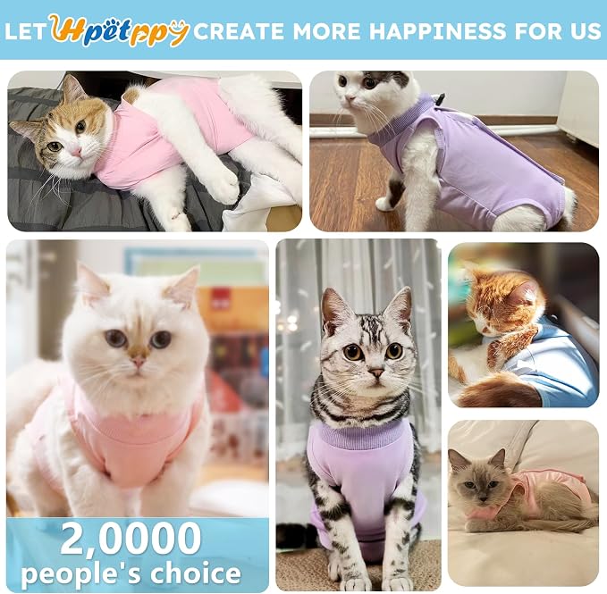 Recovery Suit for Cats After Surgery Soft Breathable Pet Bodysuit E-Collar & - Image 4