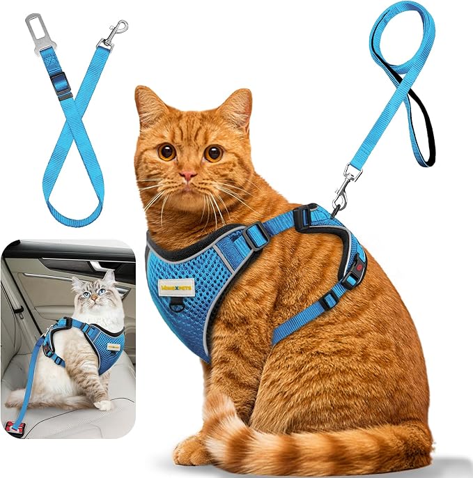 Cat Harness and Leash for Walking, Retractable Cat Harnesses and Leash Set by MingXpets