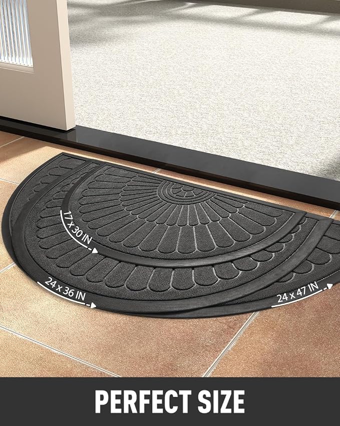 tchdio Door Mat Outdoor Indoor Entrance Doormat-Semicircular Durable Rubber Non - Image 6