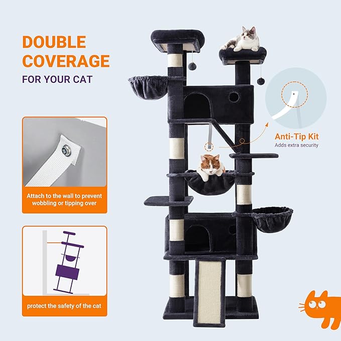 Allewie 81 Inches Tall Cat Tree/Multi-Level Large Climbing Tree House and Towers - Image 7