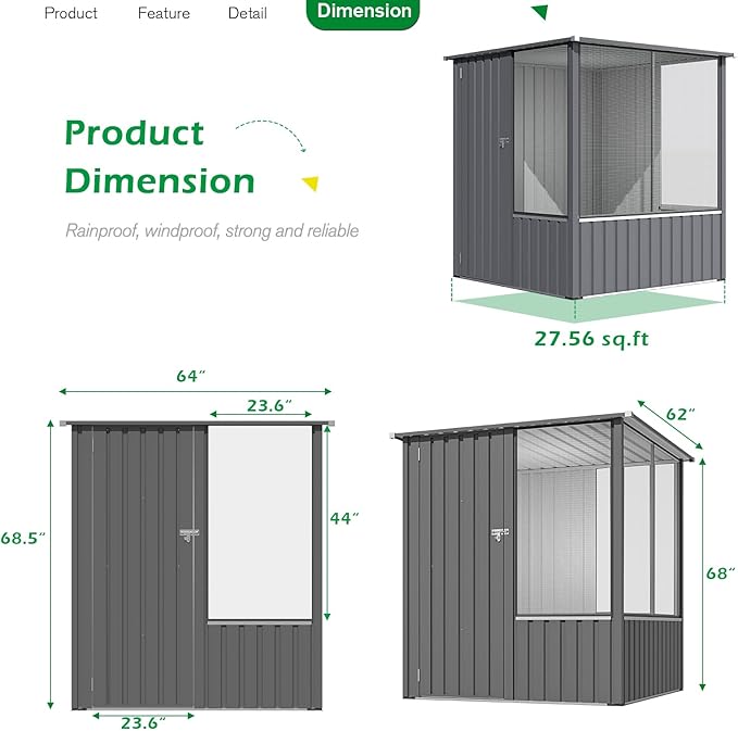 AECOJOY 5 x 5 FT Outdoor Large Bird Cage, Parrot Cage - Image 3