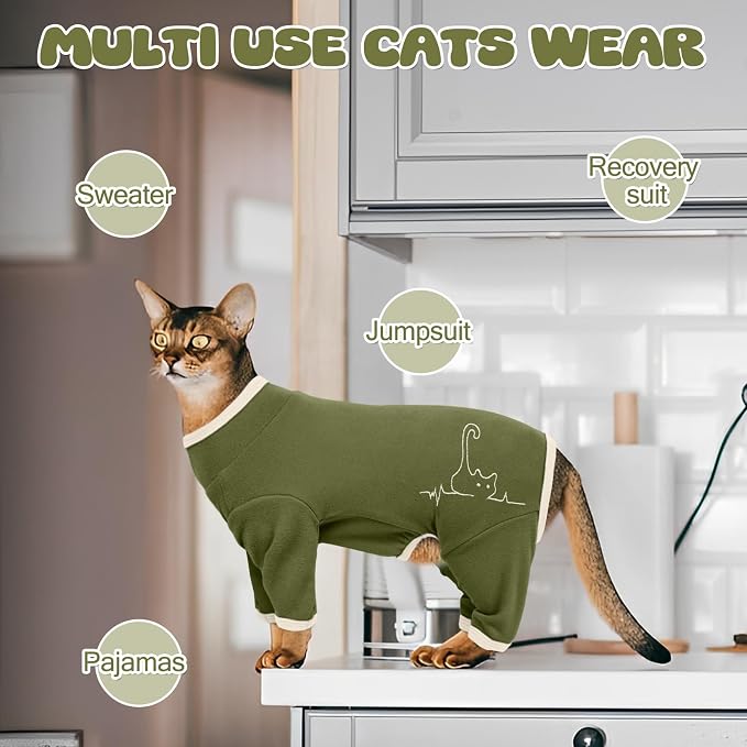 Cat Pajamas for Cats Only, Sticky Hair Cat Clothes, Sphynx Hairless Cats Sweater - Image 6