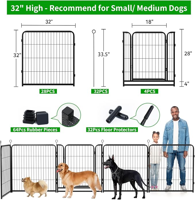 Dog Playpen Outdoor Extra Wide 32 Piece Panels Heavy Duty Dog Fence 32" Height - Image 4