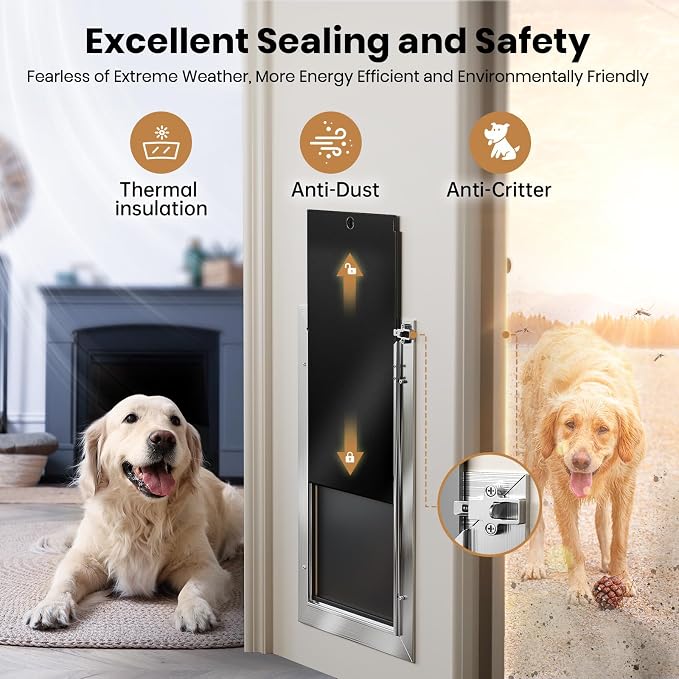 All Aluminum Dog Door, Rust Proof Heavy Duty Large Dog Door - Image 4