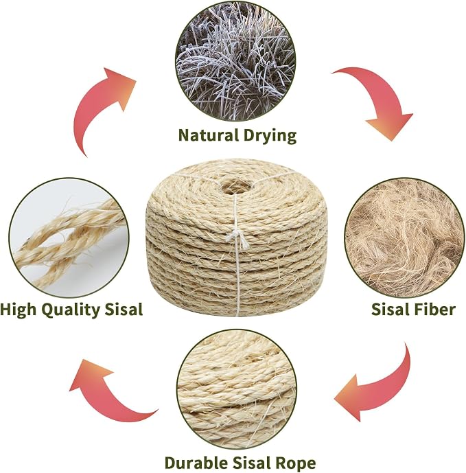 Natural Sisal Rope 1/4 Inch 32-Feet - Image 5