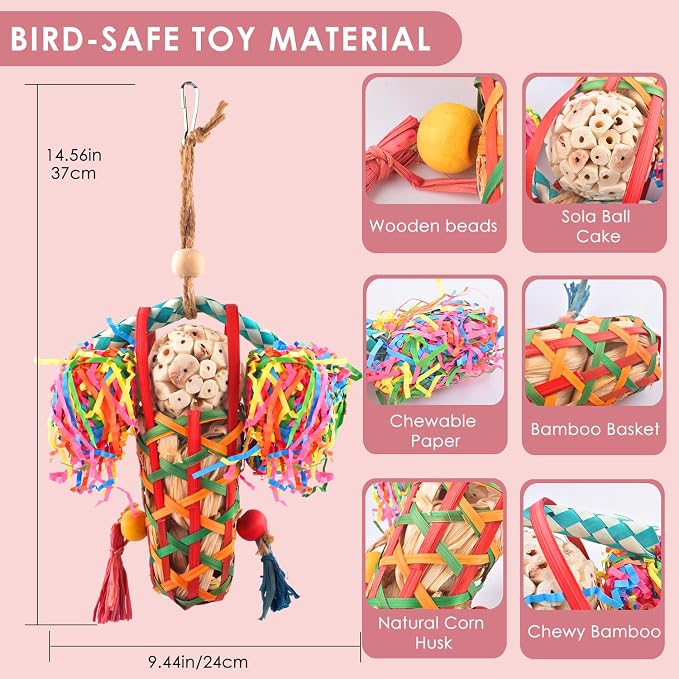 KATUMO Bird Toys Parakeet Toy Cockatiel Shredding Chew Conure Foraging Sola - Image 2