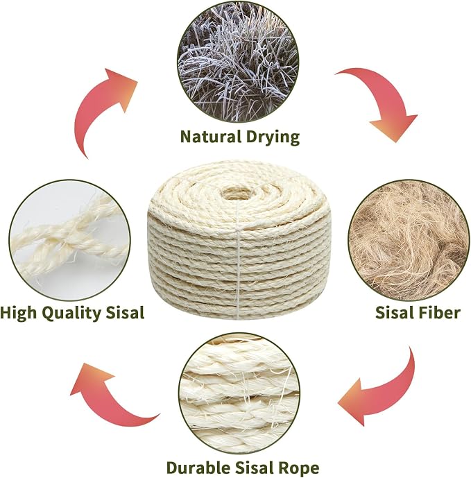 Natural Sisal Rope 1/4 Inch 32-Feet - Image 5