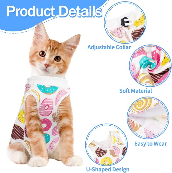 Coppthinktu Cat Recovery Suit Female, Breathable Cat Onesie After Surgery Female - Image 2