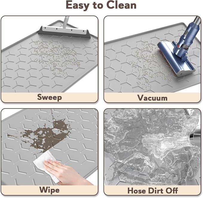 Cat Litter Box Mat, Silicone Kitty Litter Mat, Light Gray - Image 4