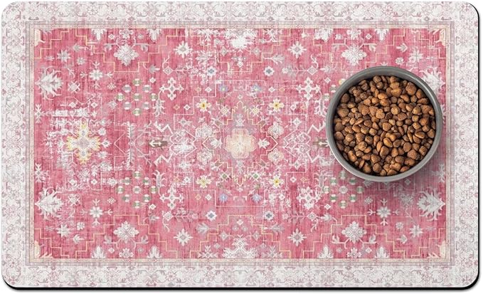 Pet Food Mats for Floor, Absorbent Dog Mat for Food and Water Dispenser Mat by Unknown